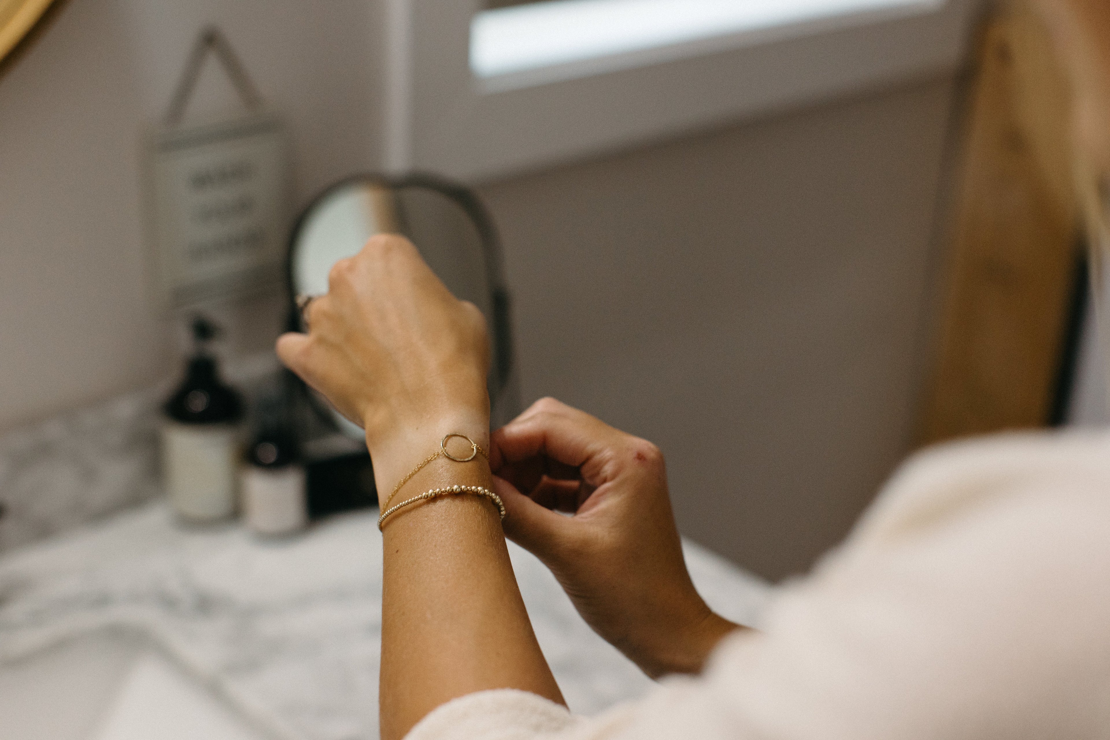 Hammered Circle Bracelet + Necklace Set