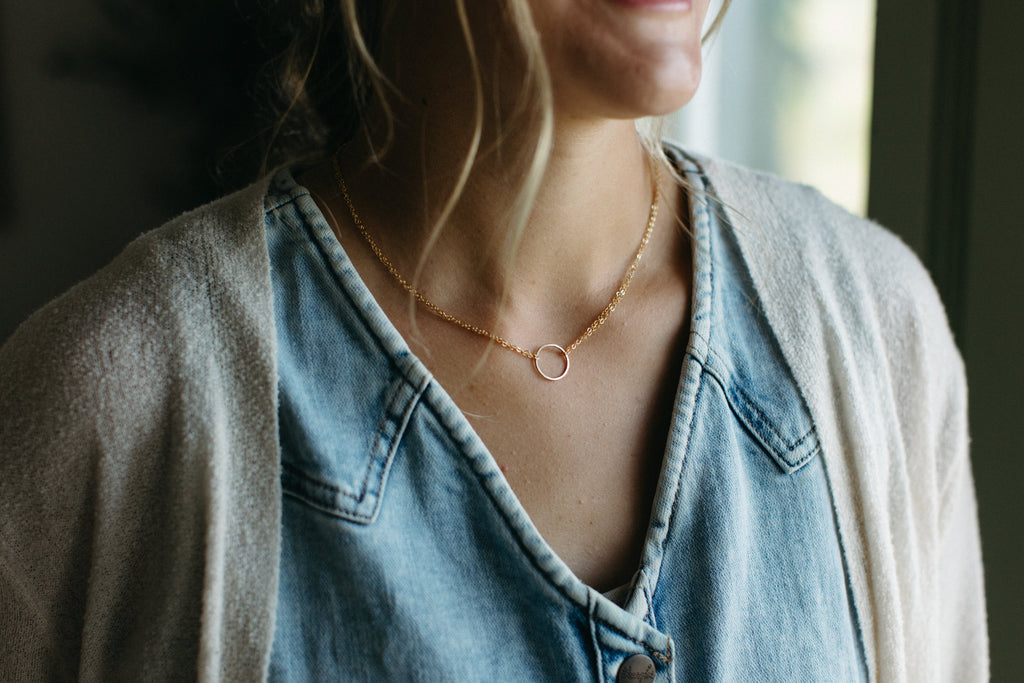 Hammered Circle Bracelet + Necklace Set