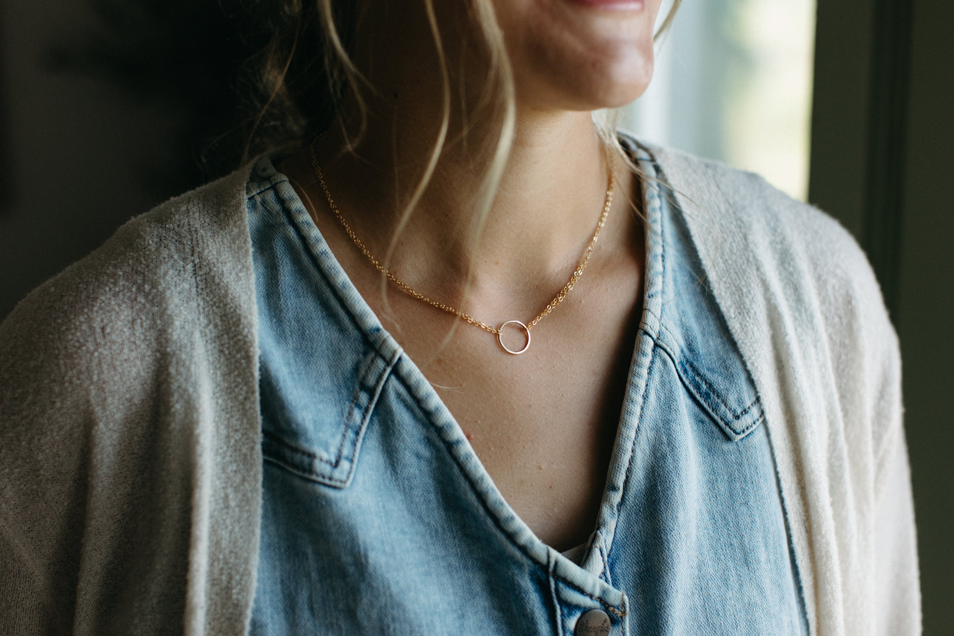 Hammered Circle Bracelet + Necklace Set
